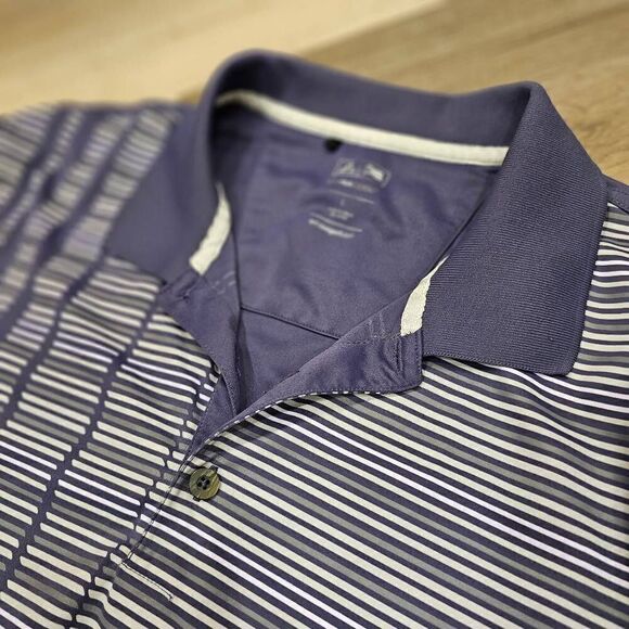 Adidas Golf Tee Shirt size Large Blue striped Sports Men's - Picture 6 of 8